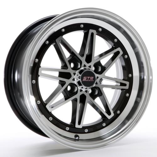 STR RACING-505 BLACK/MACHINE FACE 17X9.0 4X100 +22
